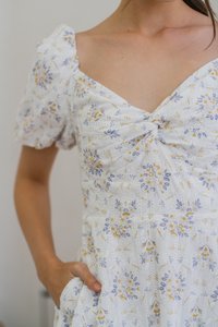 Skyler Twist Knot Flora Eyelet Dress in Pastel Lilac (XS)
