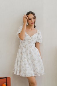 Skyler Twist Knot Flora Eyelet Dress in Pastel Lilac (XS)