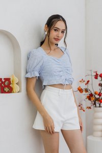 Dawn Ruched Crop Top in Powder Blue