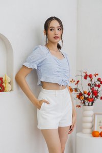 Dawn Ruched Crop Top in Powder Blue