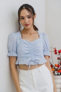 Dawn Ruched Crop Top in Powder Blue