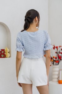 Dawn Ruched Crop Top in Powder Blue