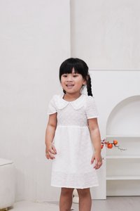 Jewel Peterpan Smocked Kids Dress in White