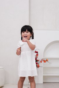 Jewel Peterpan Smocked Kids Dress in White