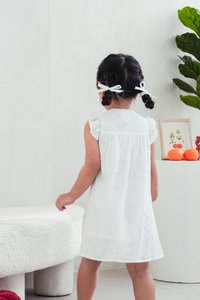 Irma Ice Cream Eyelet Kids Dress in White