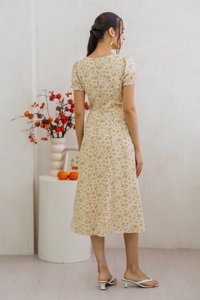 Olivia Floral Square Neck Maxi Dress in Cream (XS)