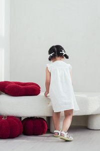 Irma Ice Cream Eyelet Kids Dress in White