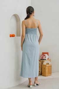 Maxine Camisole Smocked Maxi Dress in Blue
