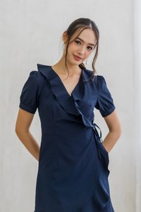 Luna Kimono Wrapped Dress in Navy