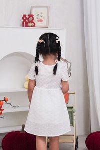 Jewel Peterpan Smocked Kids Dress in White