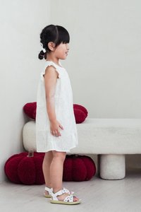 Irma Ice Cream Eyelet Kids Dress in White
