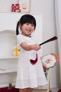Jewel Peterpan Smocked Kids Dress in White