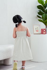 Maxine Camisole Smocked Kids Dress in Sand