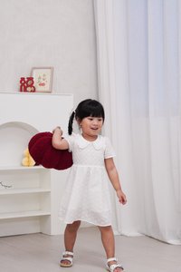 Jewel Peterpan Smocked Kids Dress in White
