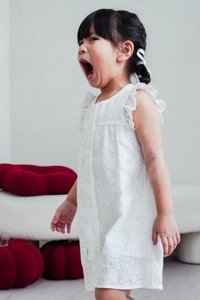 Irma Ice Cream Eyelet Kids Dress in White