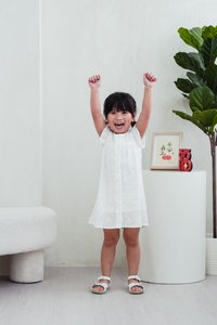 Irma Ice Cream Eyelet Kids Dress in White
