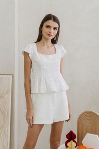 Leonara Dotted Peplum Top in Pink (XS)