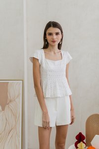 Leonara Dotted Peplum Top in Pink (XS)