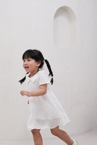 Jewel Peterpan Smocked Kids Dress in White