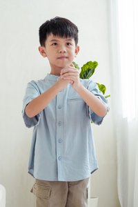 Maxine Button Down Kids Shirt in Blue