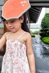 Rosabel Smocked Camisole Kids Dress in Red Porcelain