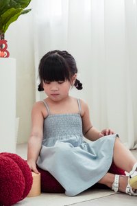 Maxine Camisole Smocked Kids Dress in Blue