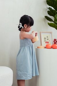 Maxine Camisole Smocked Kids Dress in Blue