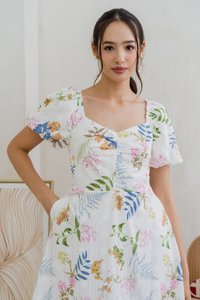 Kanani Sweetheart Floral Eyelet Dress Romper in White (XS)