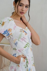 Kanani Sweetheart Floral Eyelet Dress Romper in White (XS)