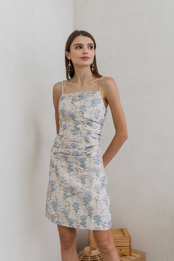 Darcy Floral Ruched Brocade Dress in Champagne (XL)