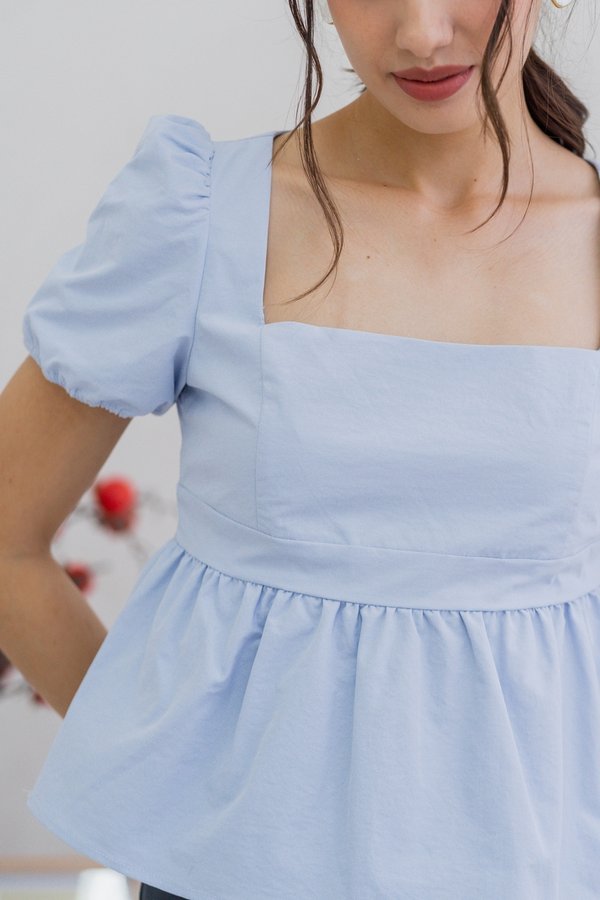 Tilda Square Neck Babydoll Top in Powder Blue (XS)