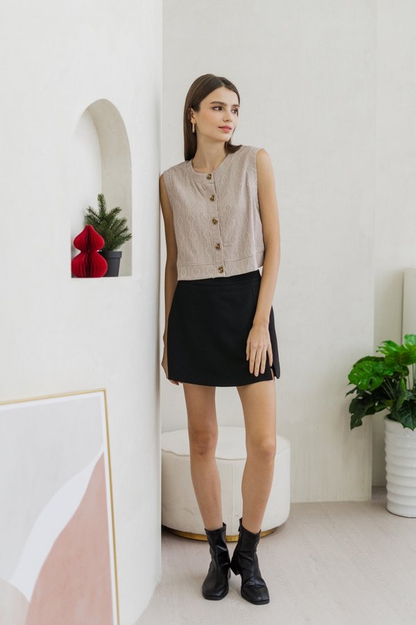 Gianna Button Knit Top in Khaki (L)