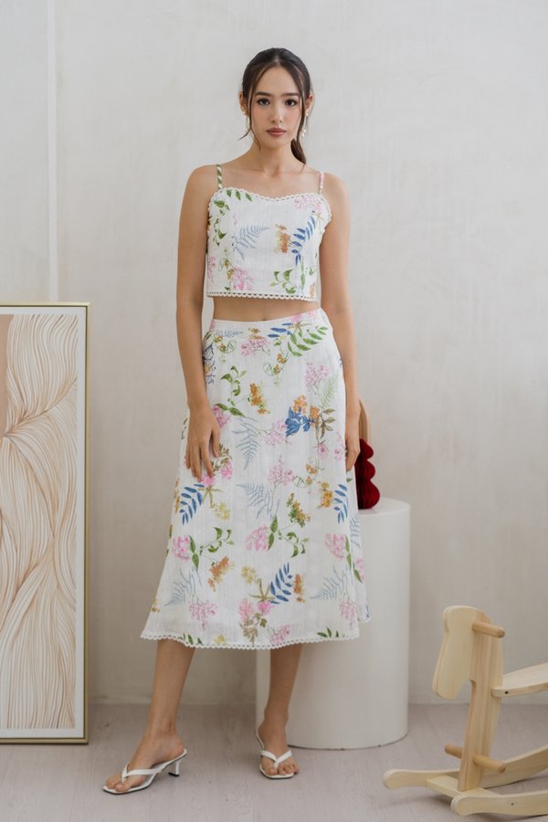Kanani Camisole Floral Eyelet Crop Top in White