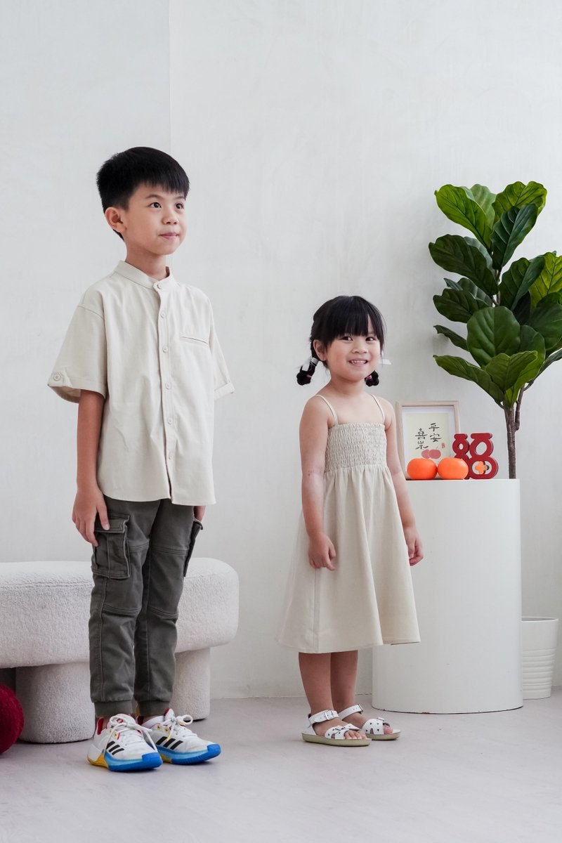 Maxine Camisole Smocked Kids Dress in Sand