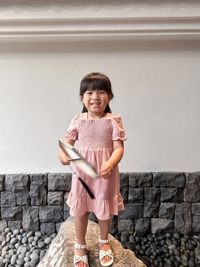 Layla Smocked Kids Dress in Pink