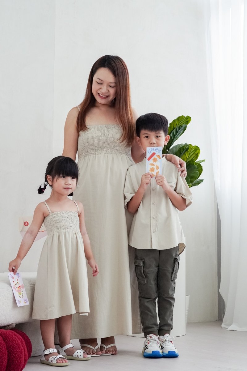 Maxine Button Down Kids Shirt in Sand
