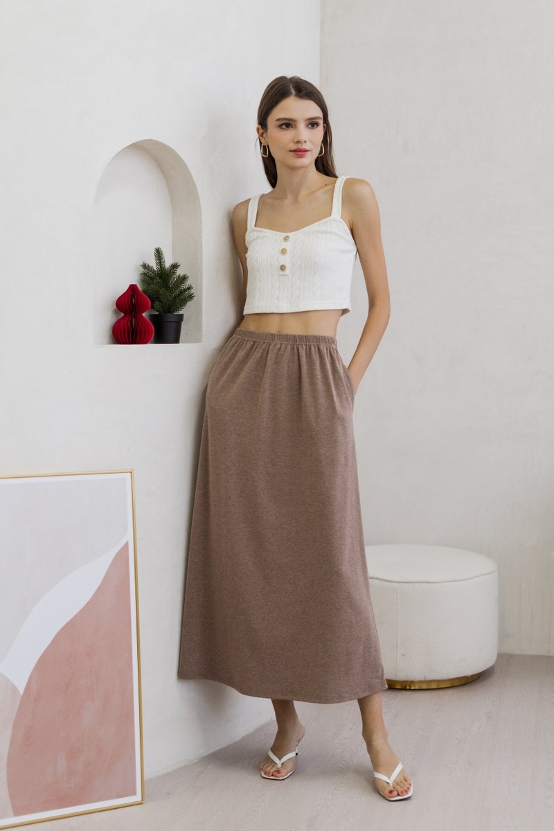 Nova Button Knit Crop Top in White