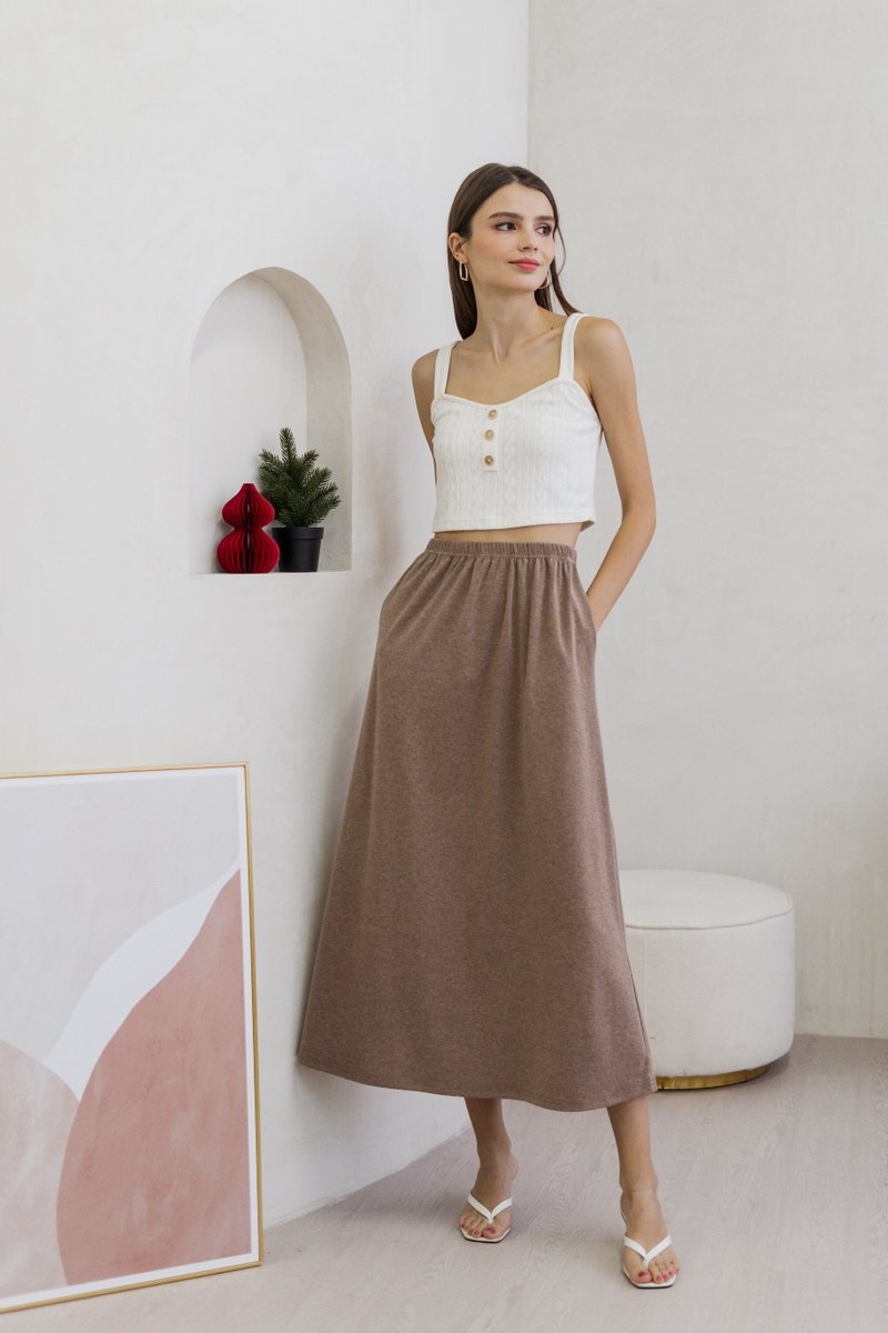 Nova Button Knit Crop Top in White