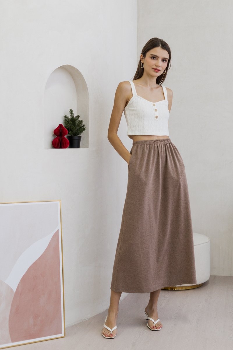 Nova Button Knit Crop Top in White