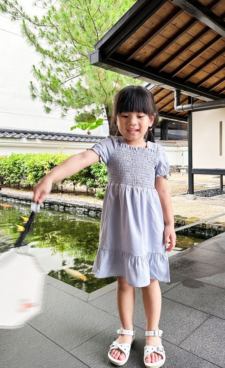 Layla Smocked Kids Dress in Lavender Grey