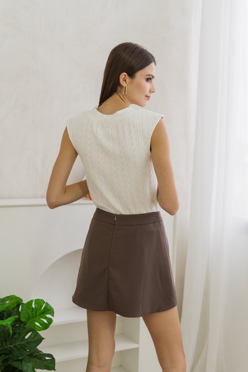 Lana Front Slit Skort in Cocoa Brown (XS)