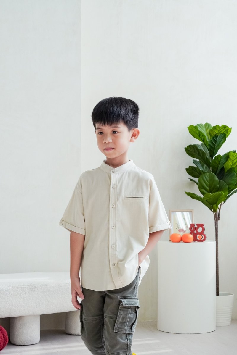 Maxine Button Down Kids Shirt in Sand