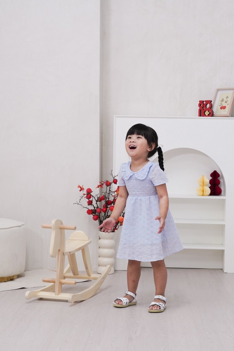 Jewel Peterpan Smocked Kids Dress in Powder Blue