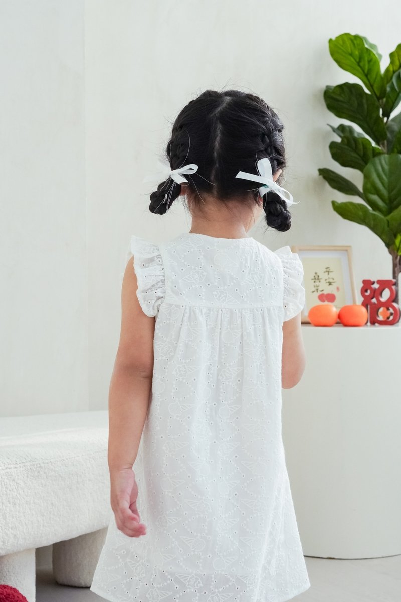 Irma Ice Cream Eyelet Kids Dress in White
