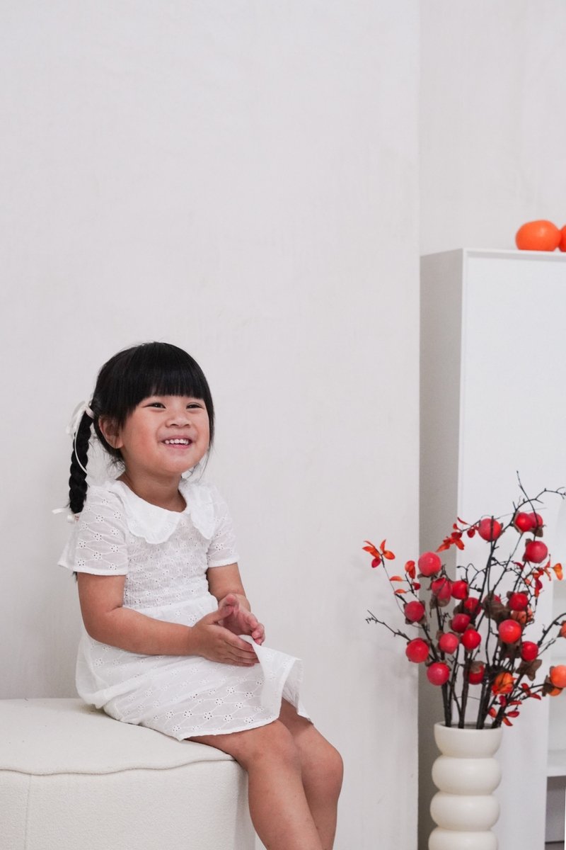 Jewel Peterpan Smocked Kids Dress in White