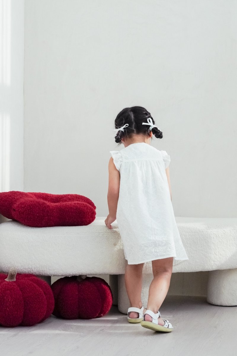 Irma Ice Cream Eyelet Kids Dress in White