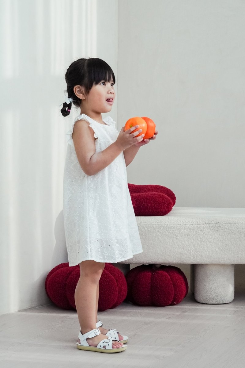 Irma Ice Cream Eyelet Kids Dress in White