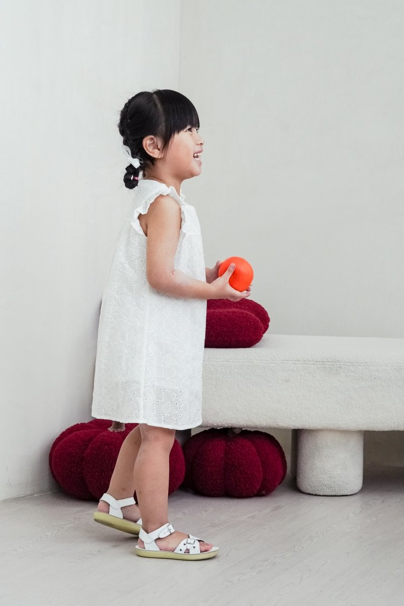 Irma Ice Cream Eyelet Kids Dress in White