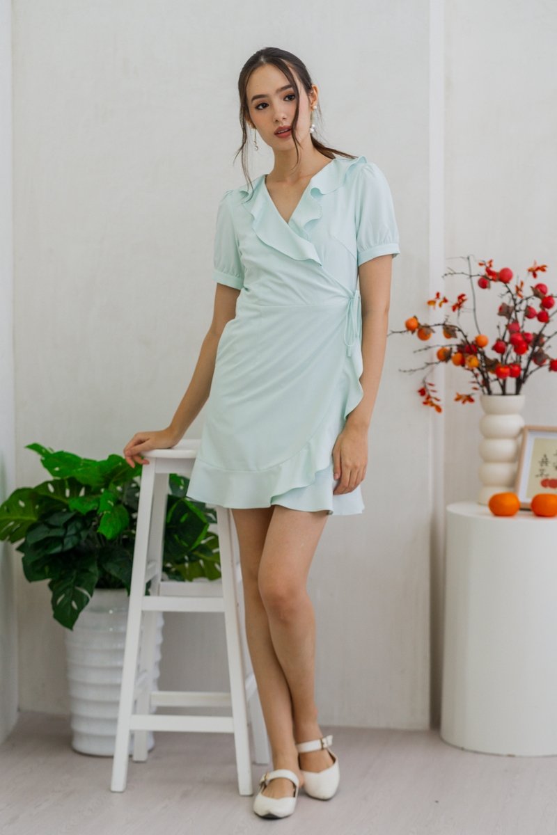 Luna Kimono Wrapped Dress in Tiffany