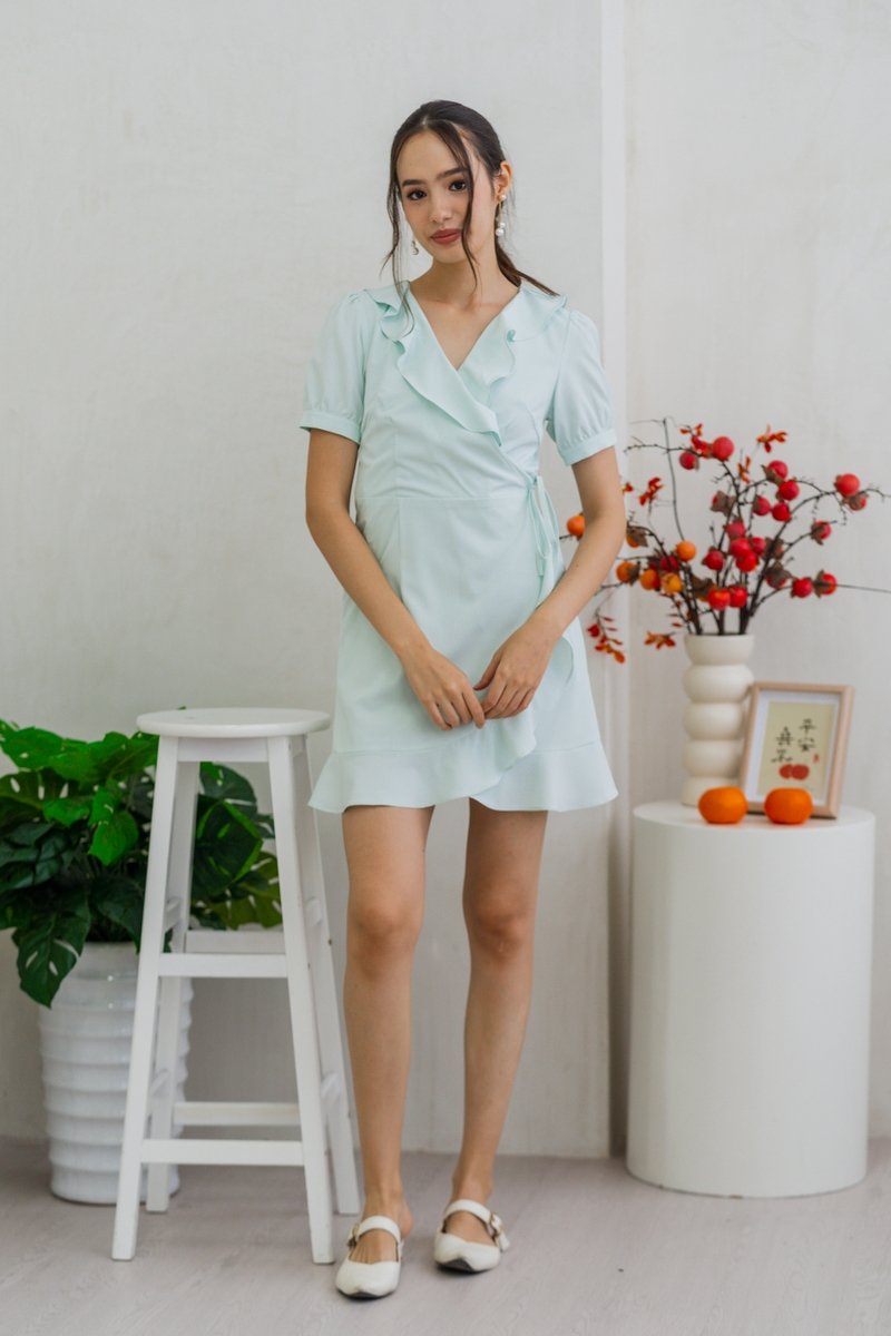 Luna Kimono Wrapped Dress in Tiffany